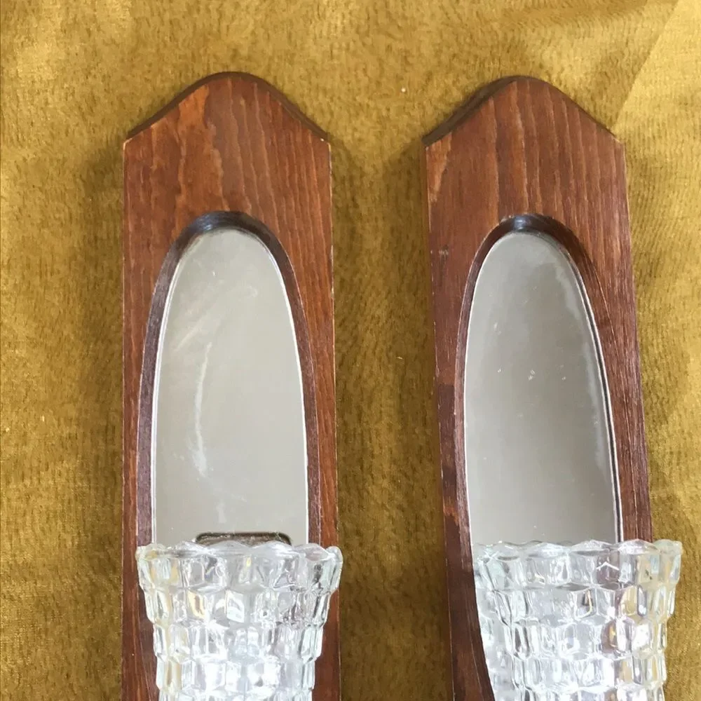 Home Interiors 2 Set Vintage Candles Sconces Wall Mirrors Set 2